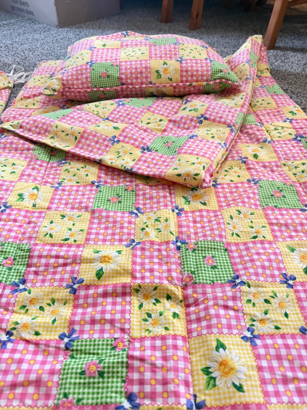 Coming Home‎ Kids camping Sleeping Bag Set Patchwork Floral Gingham USA Made